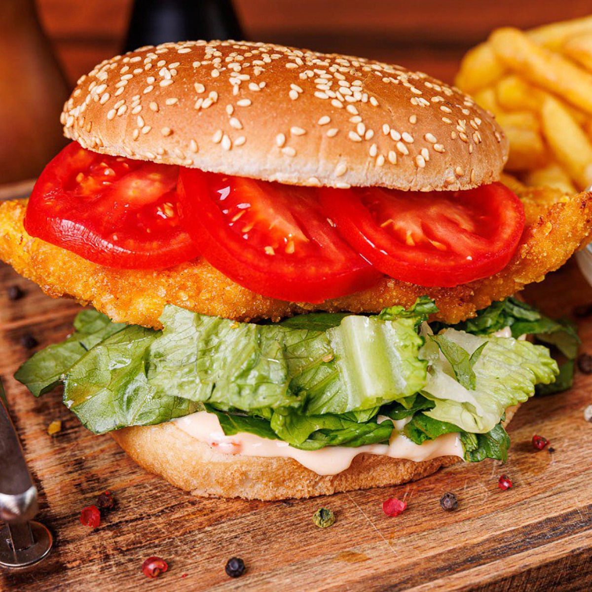 Crispy chicken burger